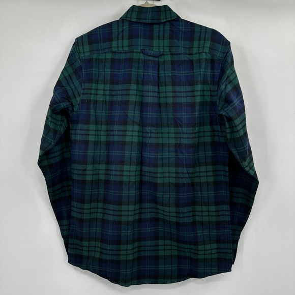 Lands End Flannel Shirt Men's Size Small Traditional Fit Green Blue Plaid Button - Picture 5 of 8